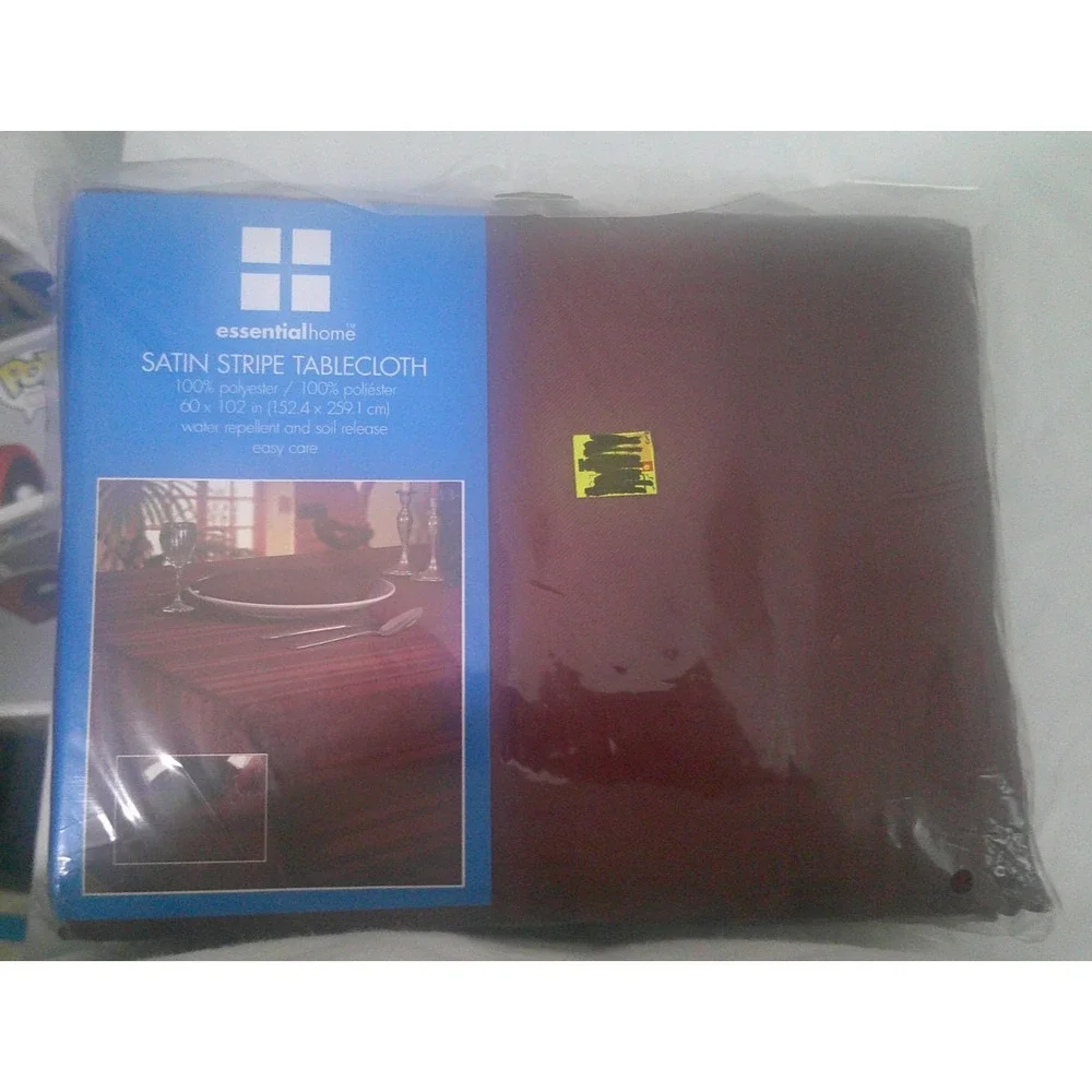 Set of 2 Essential Home Burgundy Satin Striped Rectangular Tablecloths